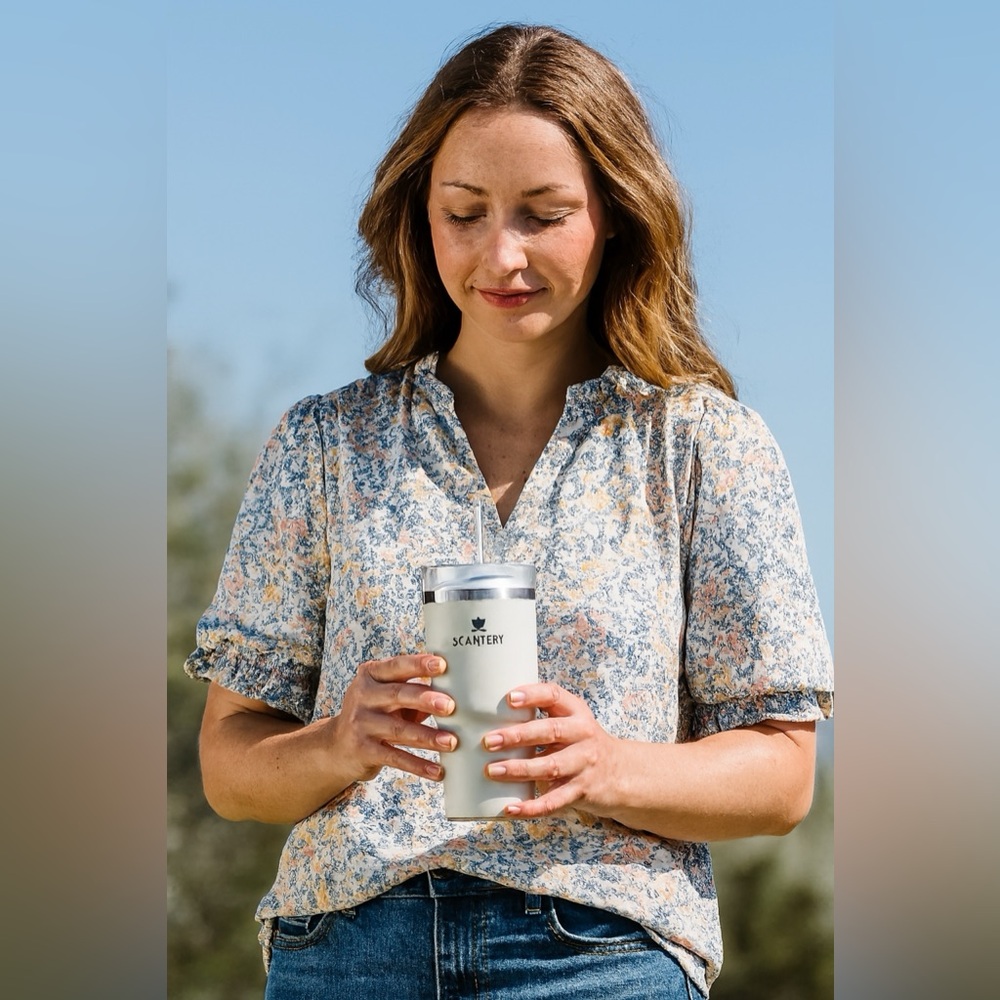 MELLODAY Floral Button-Down Blouse